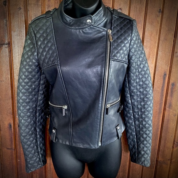 Barbara Bui Quilted Leather Jacket Moto Biker 38 - Picture 4 of 12
